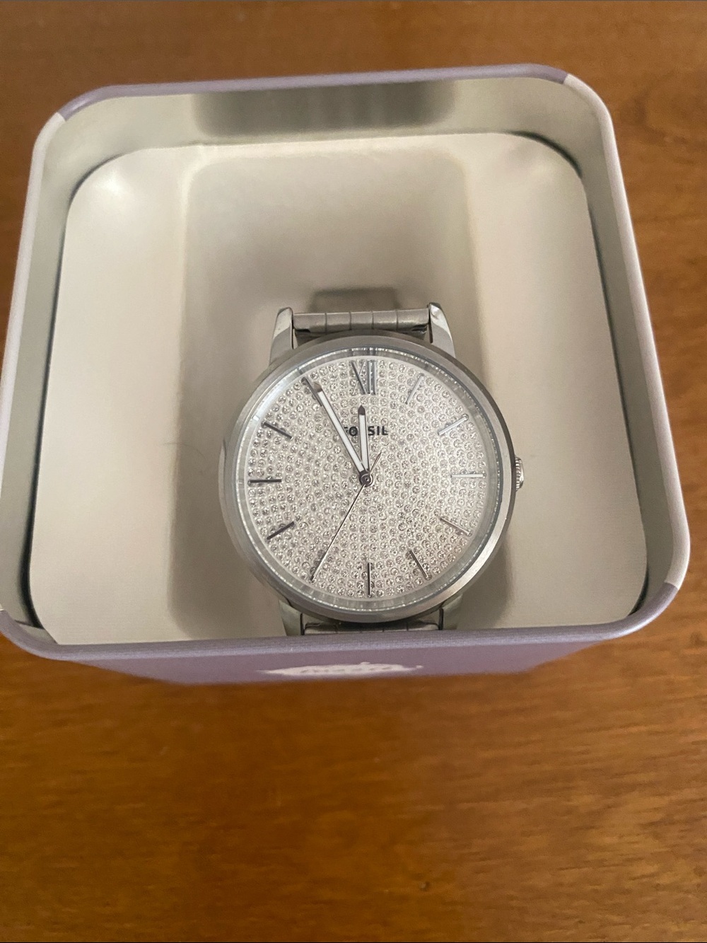 Fossil Silver Crystal Dial Stainless Steel Watch